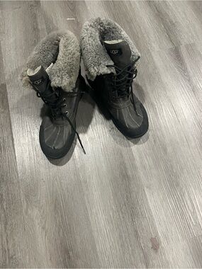 UGG Black Boots with Gray Shearling Cuff